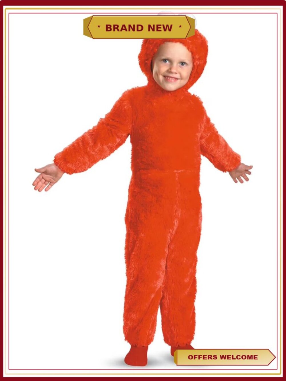 Toddler Elmo Costume Plush Jumpsuit Headpiece 3T-4T Halloween - Picture 1 of 1
